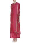 Manasi Sengupta_Pink Embroidery Mandarin Collar Sequin Kurta Palazzo Set  _Online_at_Aza_Fashions