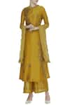 Buy Manasi Sengupta Yellow Silk Chanderi Mandarin Collar Kurta Palazzo Set at Aza Fashions Buy_Manasi Sengupta_Yellow Silk Chanderi Mandarin Collar Kurta Palazzo Set _at_Aza_Fashions