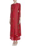 Manasi Sengupta_Red Embroidery Mandarin Collar Kurta Palazzo Set  _Online_at_Aza_Fashions