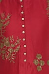 Manasi Sengupta_Red Embroidery Mandarin Collar Kurta Palazzo Set  _at_Aza_Fashions