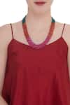 Shop_Just Shradhas_Multi Color Triple Layer Bead Necklace _at_Aza_Fashions
