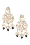 Buy_Just Shradhas_Gold Plated Pearls, Diamonds Drop Kundan Earrings _at_Aza_Fashions