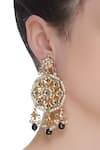 Shop_Just Shradhas_Gold Plated Pearls, Diamonds Drop Kundan Earrings _at_Aza_Fashions