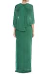 Shop_Arpan Vohra_Green Georgette Round Embellished Cape Gown _at_Aza_Fashions
