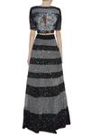 Shop_Paksh_Black Striped Embroidered Lehenga Set_at_Aza_Fashions