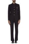 Shop_Qbik_Black Bandhgala Jacket With Trouser Pant_Online_at_Aza_Fashions