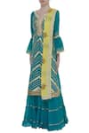 Kunwarani Ritu_Blue Gota Patti Sharara Kurta Set With Printed Dupatta  _Online_at_Aza_Fashions
