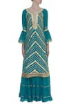 Buy_Kunwarani Ritu_Blue Gota Patti Sharara Kurta Set With Printed Dupatta  _Online_at_Aza_Fashions