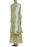 Kunwarani Ritu_Green Cotton Silk Gota Patti Embroidered Anarkali Kurta Sharara Set  _Online_at_Aza_Fashions