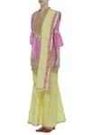 Kunwarani Ritu_Yellow Cotton Silk Gota Patti Embroidered Band Kurta Sharara Set  _Online_at_Aza_Fashions