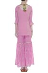 Shop_Kunwarani Ritu_Pink Embroidered Gota Work V Neck Kurta And Sharara Set  _at_Aza_Fashions