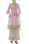 Buy_Kunwarani Ritu_White Gota Patti Embroidered Band Collar Kurta Sharara Set  _at_Aza_Fashions