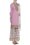Kunwarani Ritu_White Gota Patti Embroidered Band Collar Kurta Sharara Set  _Online_at_Aza_Fashions