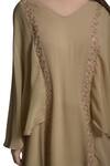 Shop_Mandira Wirk Resort_Beige Thread Embroidered Pleated Hemline Kaftan Dress_Online_at_Aza_Fashions
