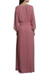 Shop_Mandira Wirk Resort_Pink Cutdana Embroidered Kaftan Dress_at_Aza_Fashions