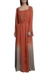 Buy_Mandira Wirk Resort_Orange Sequin Embroidered Kaftan Dress_at_Aza_Fashions