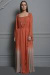 Buy_Mandira Wirk Resort_Orange Sequin Embroidered Kaftan Dress_Online_at_Aza_Fashions