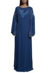 Buy_Mandira Wirk Resort_Blue Thread Embroidered Kaftan Dress_at_Aza_Fashions