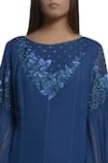 Mandira Wirk Resort_Blue Thread Embroidered Kaftan Dress_Online_at_Aza_Fashions