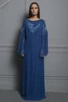 Buy_Mandira Wirk Resort_Blue Thread Embroidered Kaftan Dress_Online_at_Aza_Fashions