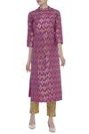 Buy Vishwa By Pinki Sinha Purple Brocade Silk Tunic With Front Slit at Aza Fashions Buy_Vishwa By Pinki Sinha_Purple Brocade Silk Tunic With Front Slit_at_Aza_Fashions