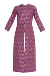Vishwa By Pinki Sinha Purple Brocade Silk Tunic With Front Slit Online at Aza Fashions Vishwa By Pinki Sinha_Purple Brocade Silk Tunic With Front Slit_Online_at_Aza_Fashions