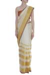 Buy_Talat Kazmi_Ivory Embroidered Saree And Unstitched Blouse_Online_at_Aza_Fashions