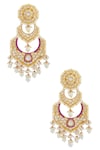 Buy_Moh-Maya by Disha Khatri_Gold Plated Kundan Tiered Danglers_at_Aza_Fashions