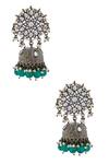 Buy_Moh-Maya By Disha Khatri_Silver Plated Pearls, Stones Kundan Jhumkas _at_Aza_Fashions