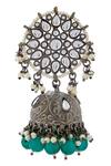 Shop_Moh-Maya By Disha Khatri_Silver Plated Pearls, Stones Kundan Jhumkas _at_Aza_Fashions