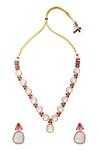 Buy_Moh-Maya By Disha Khatri_Gold Plated Crystals, Zari Kundan Necklace Set _at_Aza_Fashions