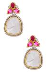 Shop_Moh-Maya By Disha Khatri_Gold Plated Crystals, Zari Kundan Necklace Set _at_Aza_Fashions