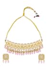 Buy_Moh-Maya By Disha Khatri_Gold Plated Pearls, Beads, Diamonds Kundan Choker Set _at_Aza_Fashions