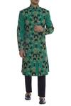 Buy_Zubair Kirmani_Green Applique And Dori Embroidered Sherwani_at_Aza_Fashions