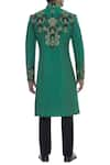 Shop_Zubair Kirmani_Green Applique And Dori Embroidered Sherwani_at_Aza_Fashions