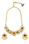 Buy_Moh-Maya By Disha Khatri_Gold Plated Crystals, Pearls, Stones Choker Set _at_Aza_Fashions