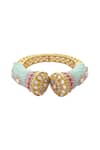 Buy_Moh-Maya By Disha Khatri_Gold Plated Metallic Thread, Crystals Meenakari Stone Kada _at_Aza_Fashions