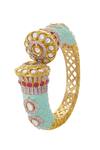 Shop_Moh-Maya By Disha Khatri_Gold Plated Metallic Thread, Crystals Meenakari Stone Kada _at_Aza_Fashions