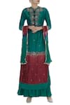 Buy_Aksh_Green Kurta Lehenga Set_at_Aza_Fashions