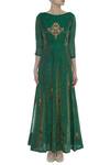 O Layla_Green Zardosi Embroidered Anarkali Kurta With Dupatta_Online_at_Aza_Fashions