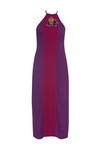 Arpan Vohra_Purple Sequin Work Halter Neck Elephant Motif Patchwork Embroidered Dress _Online_at_Aza_Fashions