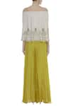 Shop_Nidzign Couture_Yellow Georgette Embroidery Sequins Off Shoulder Cape Style Jumpsuit _at_Aza_Fashions