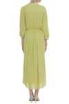 Shop_ARPAN VOHRA_Yellow Embroidered Pleated Maxi Dress _at_Aza_Fashions