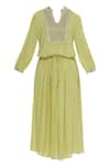 ARPAN VOHRA_Yellow Embroidered Pleated Maxi Dress _Online_at_Aza_Fashions