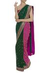 Buy_Talat Kazmi_Green Embroidered Saree And Unstitched Blouse_at_Aza_Fashions