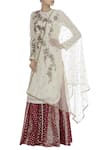 Buy_Joy Mitra_Ivory Floral Embroidered Kurta Lehenga Set _at_Aza_Fashions
