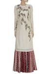 Joy Mitra_Ivory Floral Embroidered Kurta Lehenga Set _Online_at_Aza_Fashions