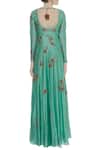 Shop_Joy Mitra_Green Floral Embroidered Anarkali With Palazzos _at_Aza_Fashions