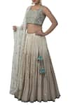 Priyanka Jain_Blue Chanderi Embroidery Sequin Square Blouse And Lehenga Set _Online_at_Aza_Fashions