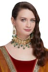 Shop_Posh by Rathore_Gold Plated Kundan Choker Necklace And Earring Set_at_Aza_Fashions